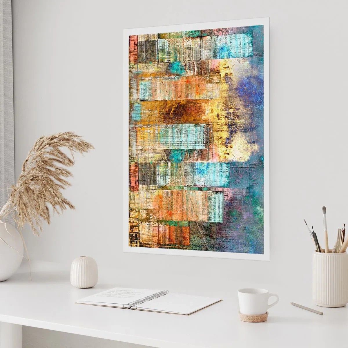 Poster - Aquarell-Stachelrochen in Blautönen auf hellem Hintergrund - 50x70cm - Sonnige Metropole - Moderne Wanddekoration für Wohnzimmer und Schlafzimmer ARTTOR