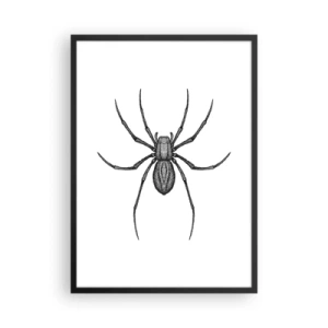 Poster in einem schwarzem Rahmen - Detaillierte Darstellung einer Spinne auf weißem Hintergrund - 50x70cm - Beunruhigende Präzision - Moderne Wanddekoration für Wohnzimmer und Schlafzimmer ARTTOR