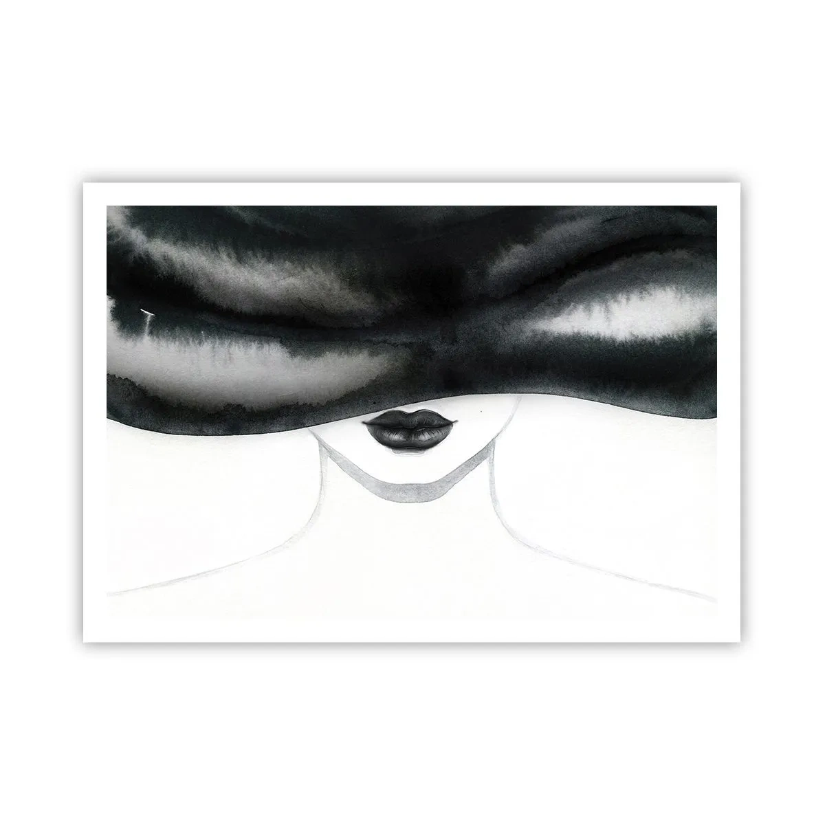 Poster - Ein subtiles Porträt einer Frau, deren Gesicht in einem monochromen Stil bedeckt ist. - 100x70cm - Ein sinnliches Geheimnis - Moderne Wanddekoration für Wohnzimmer und Schlafzimmer ARTTOR