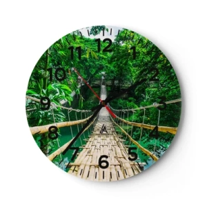 Wanduhr - Glasuhr - Monkey Bridge über das Grün - 30x30 cm