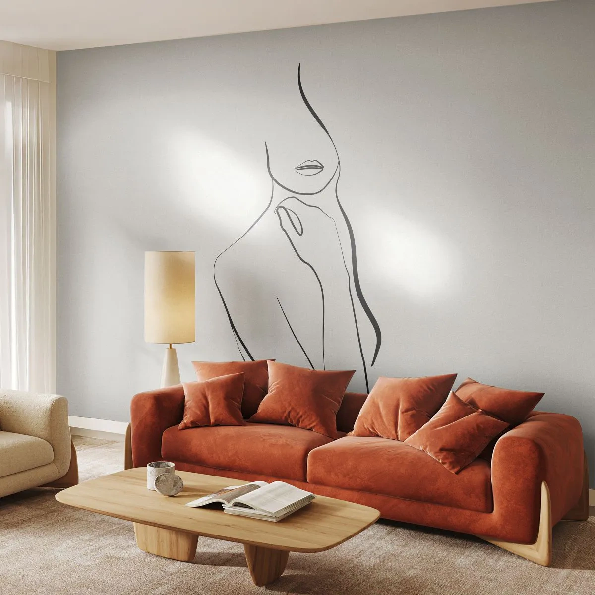 Selbstklebende Fototapete Deluxe Sticker - Eine Welle der Melancholie - Abstraktion, Frauenkörper, Grafik - 300x210 cm