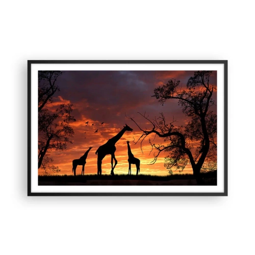 Poster in einem schwarzem Rahmen - Ein kleines Abendessen mit deinen Liebsten - 91x61 cm