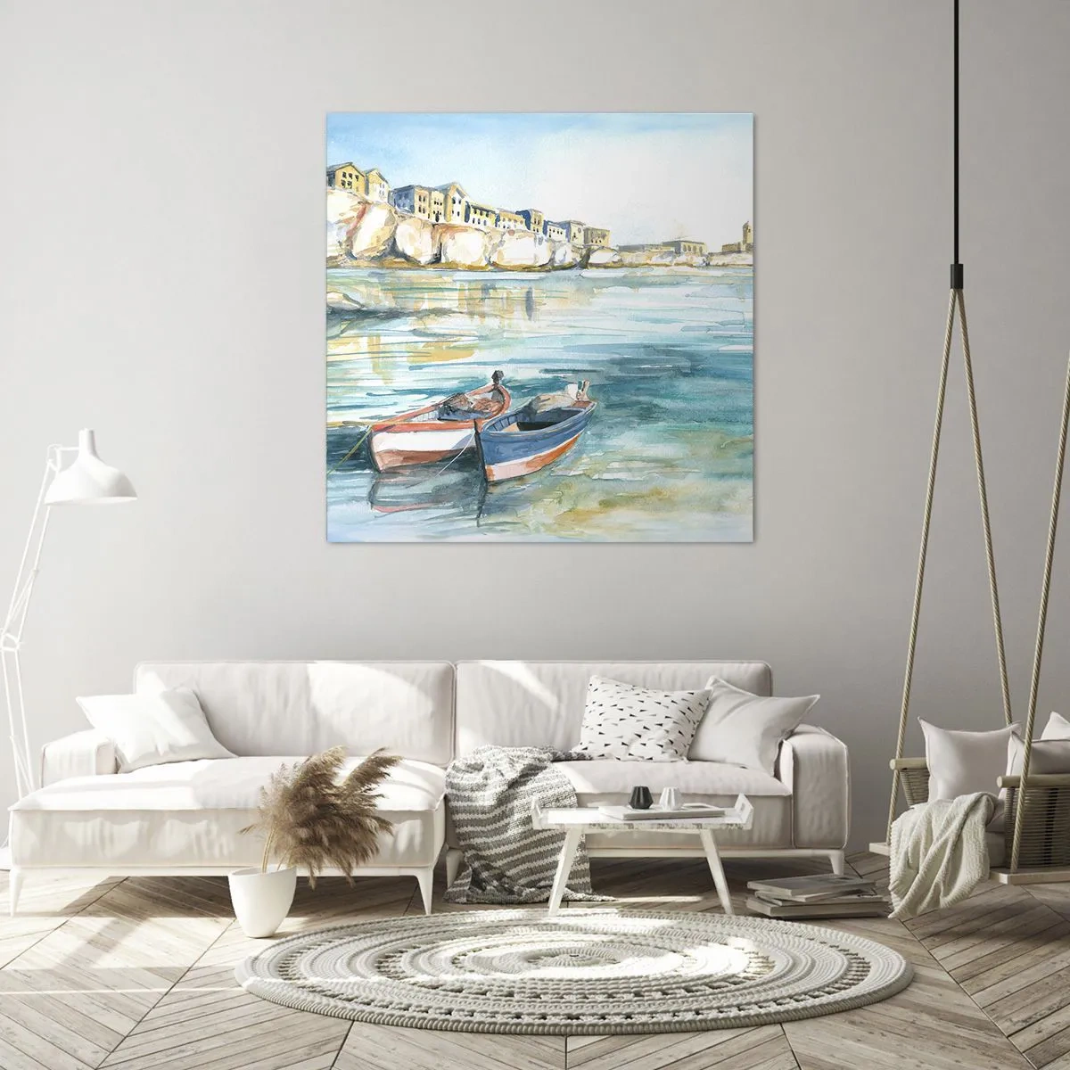 Bild auf Leinwand - Leinwandbild - Landschaft in Azurblau - 50x50 cm