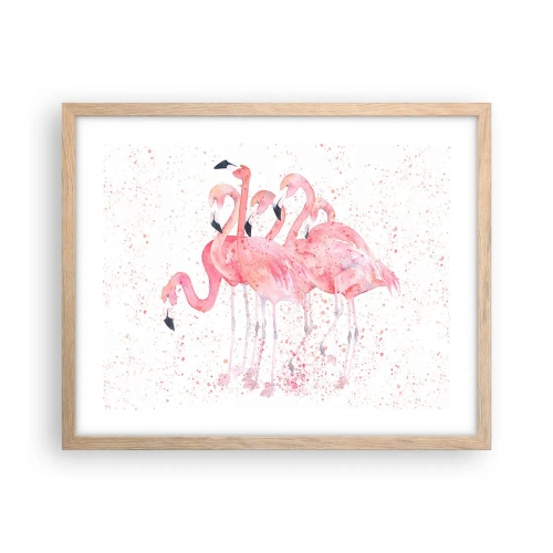 Poster in einem Rahmen aus heller Eiche - Rosa Ensemble - 50x40 cm