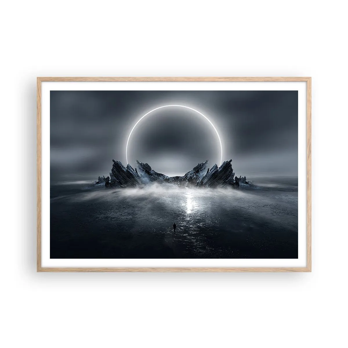 Poster in einem Rahmen aus heller Eiche - Ende der Geschichte - 100x70 cm