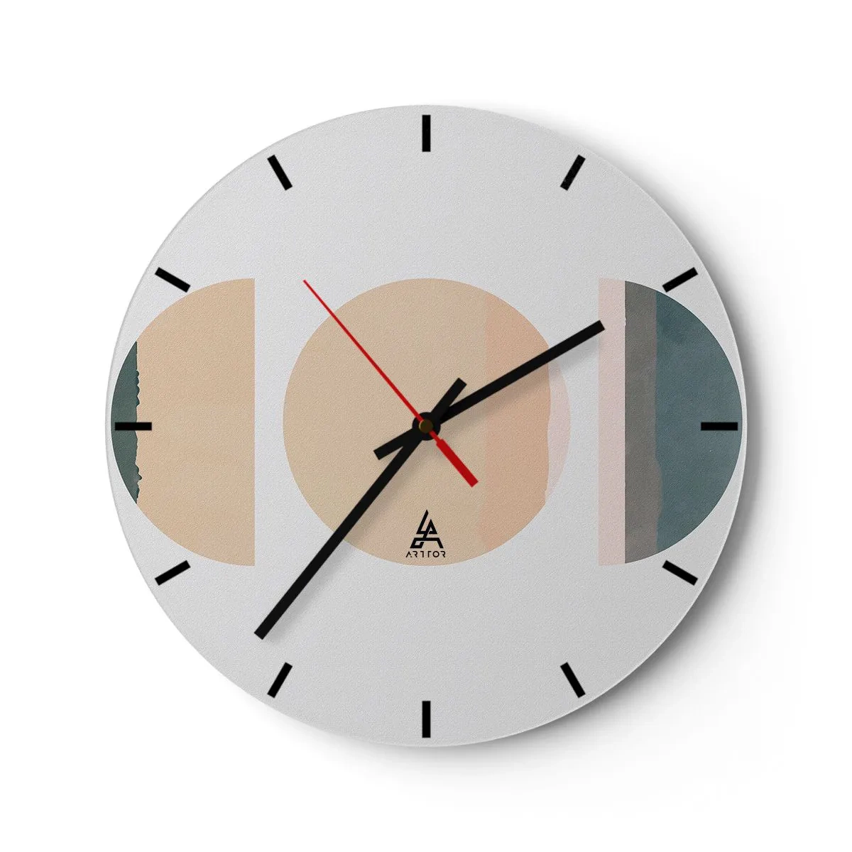 Wanduhr - Glasuhr - Abstrakte geometrische Muster mit Pastellfarben - 30x30cm - Ein Rad hinter dem anderen… - Moderne Wanddekoration für Wohnzimmer, Küche und Schlafzimmer ARTTOR