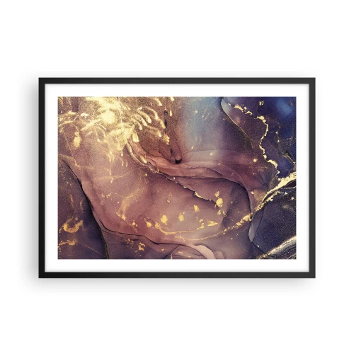 Poster in einem schwarzem Rahmen - Abstrakte Komposition mit Gold- und Lilatönen - 70x50cm - Materie und Geist - Moderne Wanddekoration für Wohnzimmer und Schlafzimmer ARTTOR