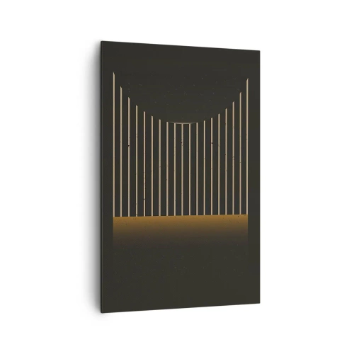 Bild auf Leinwand - Leinwandbild - Geometrisches Muster mit Streifen auf dunklem Hintergrund - 80x120cm - Die Dunkelheit erkunden - Moderne Wanddekoration für Wohnzimmer und Schlafzimmer ARTTOR