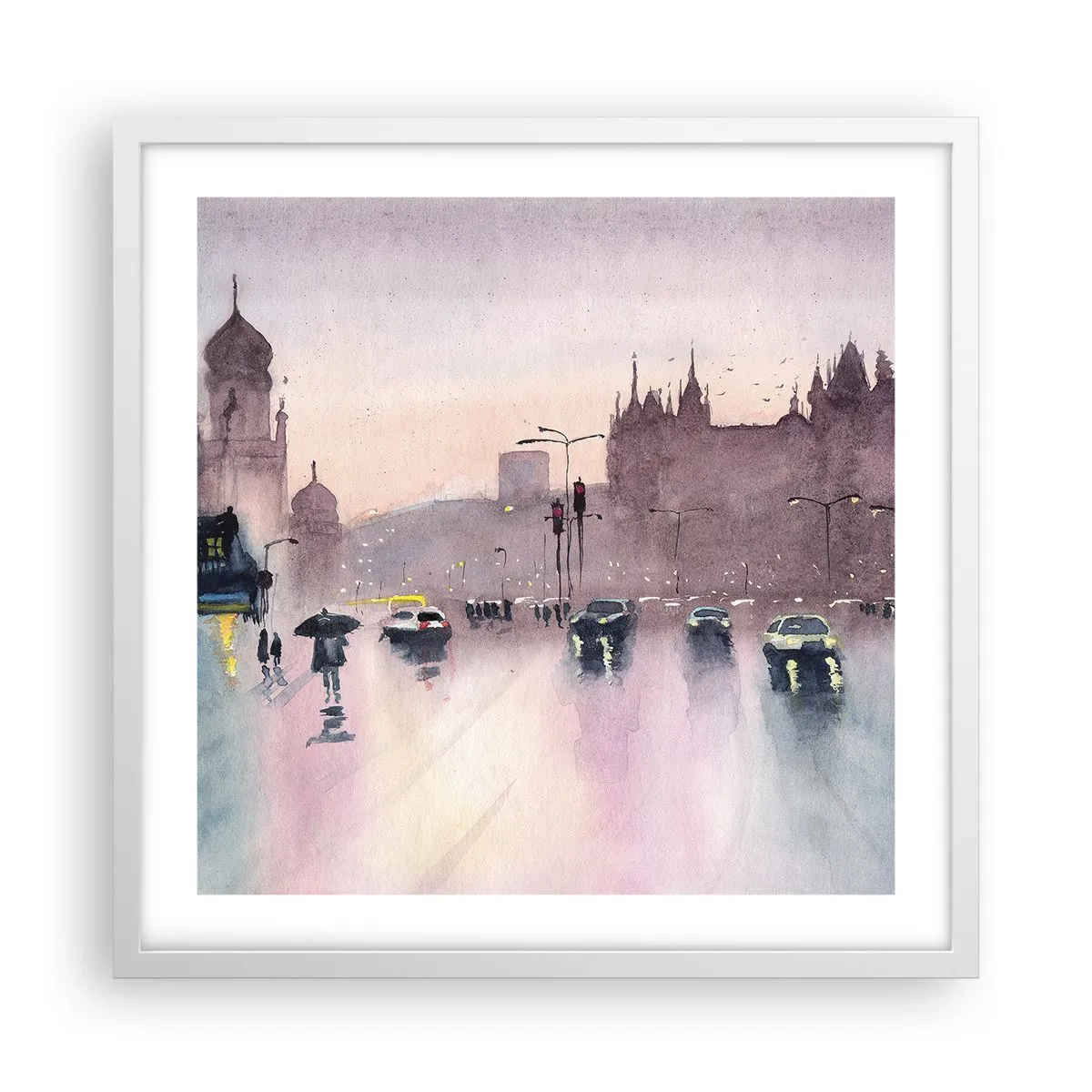 Poster in einem weißen Rahmen - Im regnerischen Dunst - 50x50 cm