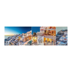 Fototapeten Muster Premium Sand - Die Essenz des Griechischen - Santorin, Die Architektur, Griechenland - 100x30 cm