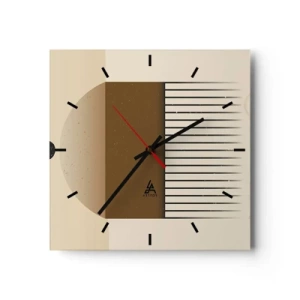 Wanduhr - Glasuhr - Abstrakte geometrische Komposition in Beige- und Brauntönen - 30x30cm - Verschiedene Staaten - Moderne Wanddekoration für Wohnzimmer und Schlafzimmer ARTTOR