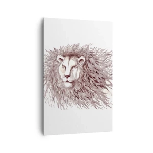 Bild auf Leinwand - Leinwandbild - Künstlerische Aquarellmalerei eines Löwen mit detaillierter Mähne - 80x120cm - Ein feuriger Herrscher - Moderne Wanddekoration für Wohnzimmer und Schlafzimmer ARTTOR