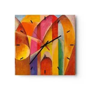 Wanduhr - Glasuhr - Eine abstrakte Komposition voller farbenfroher geometrischer Formen. - 30x30cm - Kathedrale der Sonne - Moderne Wanddekoration für Wohnzimmer und Schlafzimmer ARTTOR