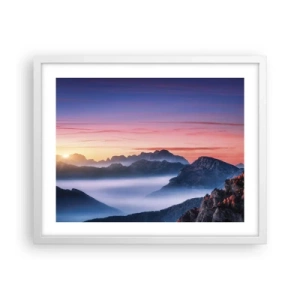 Poster in einem weißen Rahmen - Über die Täler - 50x40 cm