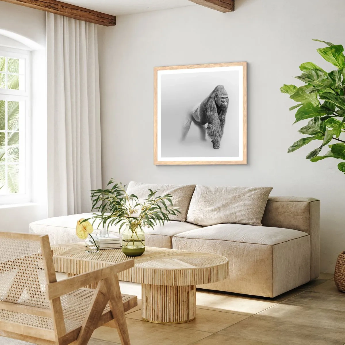 Poster in einem Rahmen aus heller Eiche - Zuversichtlich in seiner Stärke - 50x50 cm