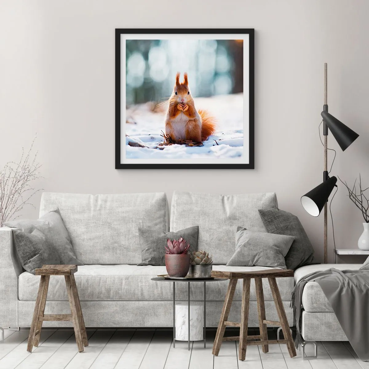 Poster in einem schwarzem Rahmen - Wo schaust du hin? - 50x50 cm