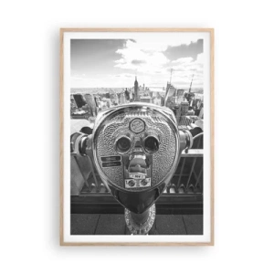 Poster in einem Rahmen aus heller Eiche - Stadt über den Städten - 70x100 cm