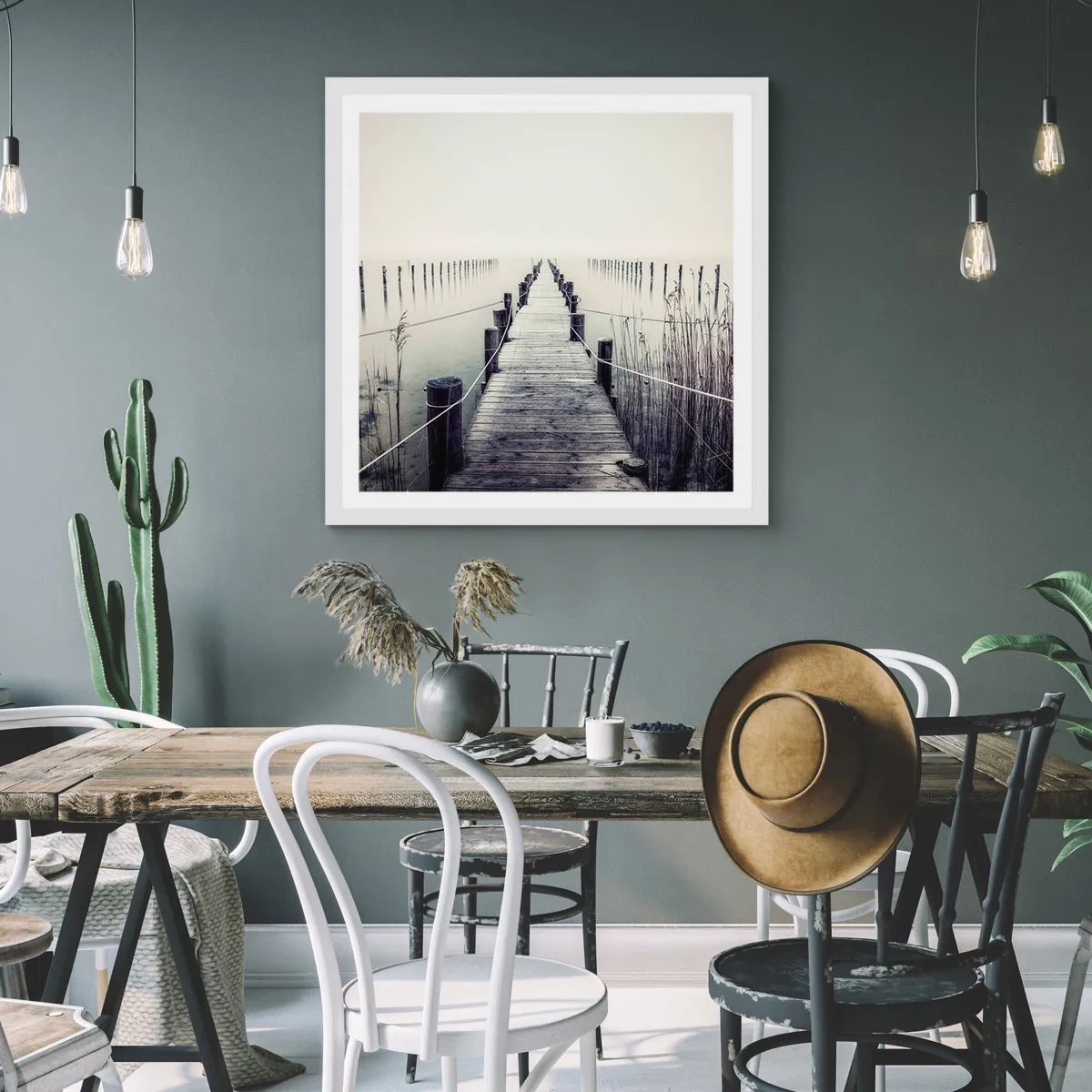 Poster in einem weißen Rahmen - Tauchen Sie in Ruhe ein - 40x40 cm