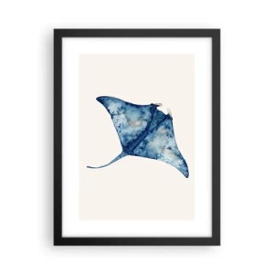 Poster in einem schwarzem Rahmen - Leben im Blau - 30x40 cm