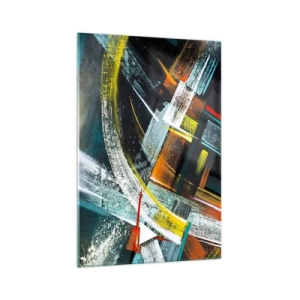 Glasbild - Bild auf glas - Bunte abstrakte Pinselstriche - 70x100cm - Energie der Bewegung - Moderne Wanddekoration für Wohnzimmer und Schlafzimmer ARTTOR