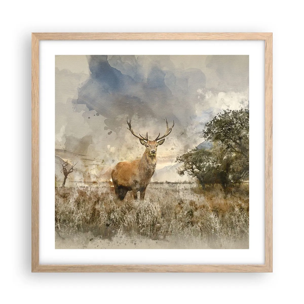 Poster in einem Rahmen aus heller Eiche - Würde – Stärke – Würde - 50x50 cm