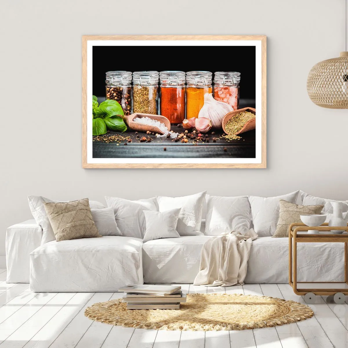 Poster in einem Rahmen aus heller Eiche - Für einen Geschmack des Lebens - 100x70 cm