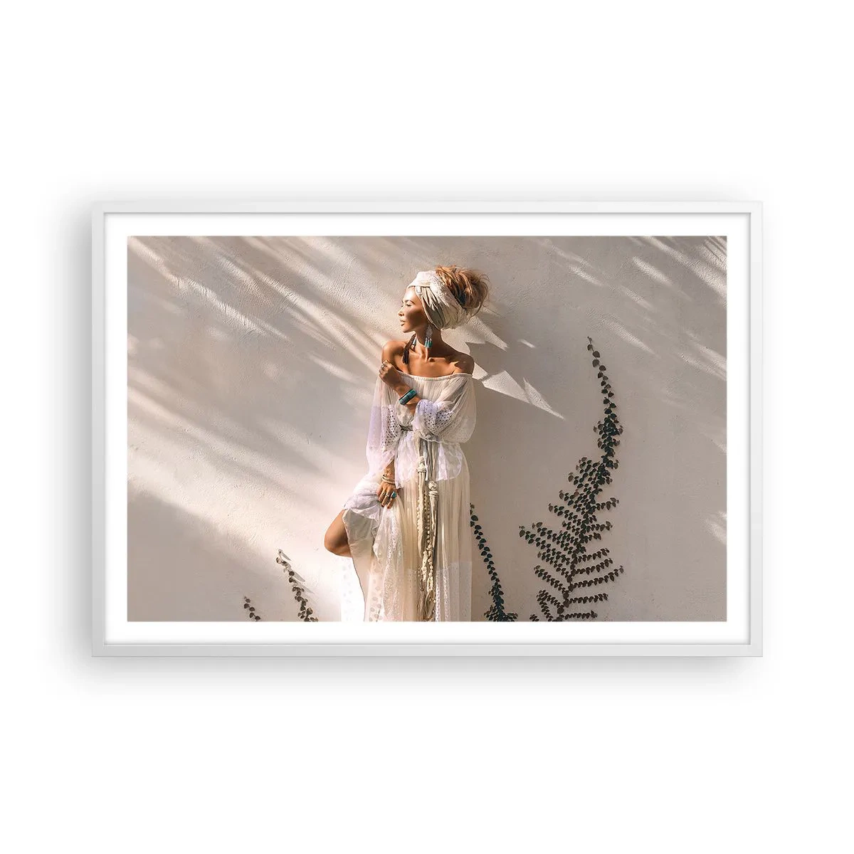 Poster in einem weißen Rahmen - Die Sonne und das Mädchen - 91x61 cm