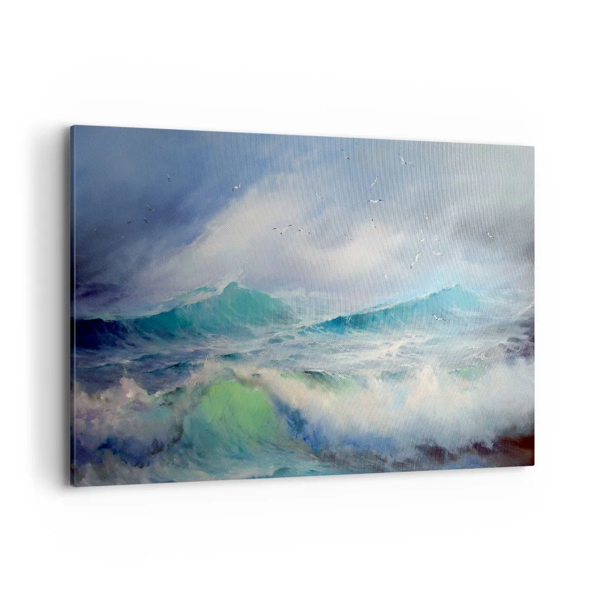 Bild auf Leinwand - Leinwandbild - Raue Wellen auf dem Ozean - 120x80cm - Der wind heulte mit Triumph - Moderne Wanddekoration für Wohnzimmer und Schlafzimmer ARTTOR
