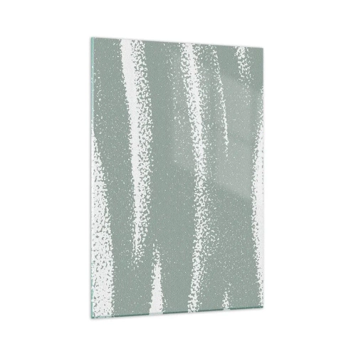 Glasbild - Bild auf glas - Winterwellen in Mint- und Weißtönen - 80x120cm - Abstraktion im Winterklima - Moderne Wanddekoration für Wohnzimmer und Schlafzimmer ARTTOR