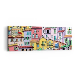 Bild auf Leinwand - Leinwandbild - Lustige Stadt - 90x30 cm