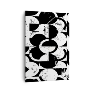 Bild auf Leinwand - Leinwandbild - Abstraktes schwarz-weißes geometrisches Muster mit Vintage-Effekt - 70x100cm - Weiß ist weiß und schwarz ist schwarz - Moderne Wanddekoration für Wohnzimmer und Schlafzimmer ARTTOR