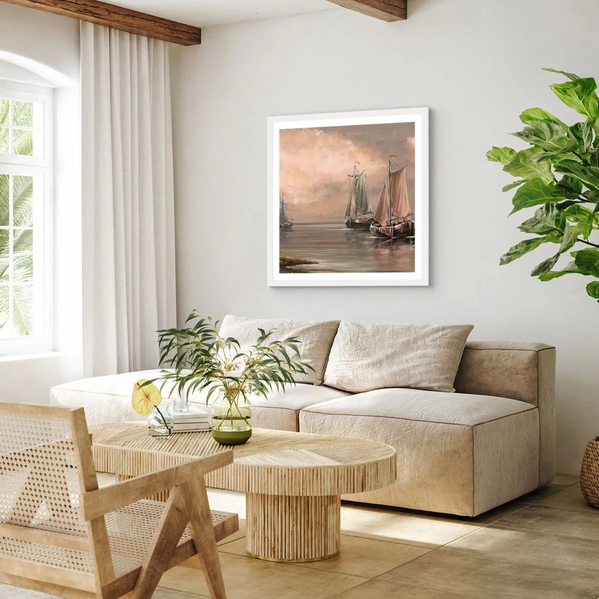 Poster in einem weißen Rahmen - Die Rückkehr der Matrosen - 60x60 cm