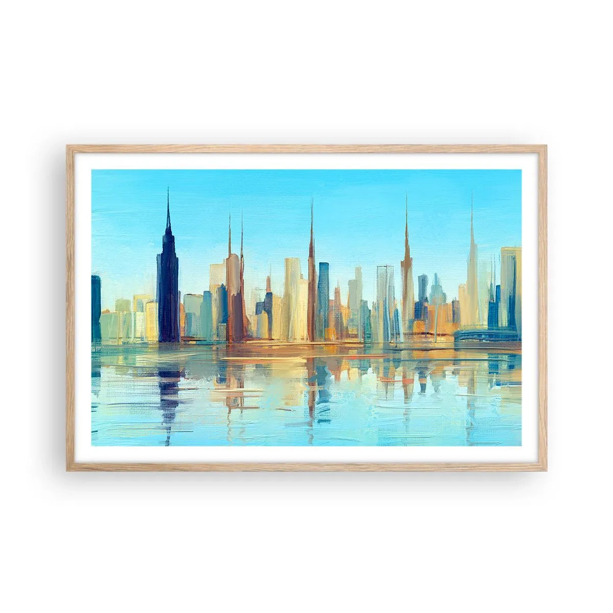 Poster in einem Rahmen aus heller Eiche - Sonnige Metropole - 91x61 cm