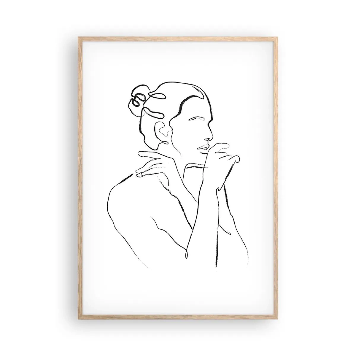 Poster in einem Rahmen aus heller Eiche - Akt: ein sinnliches Geheimnis - 70x100 cm