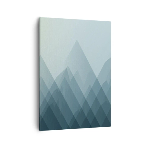 Bild auf Leinwand - Leinwandbild - Minimalistische Berggrafiken in Blautönen - 50x70cm - Groß größer am größten - Moderne Wanddekoration für Wohnzimmer und Schlafzimmer ARTTOR