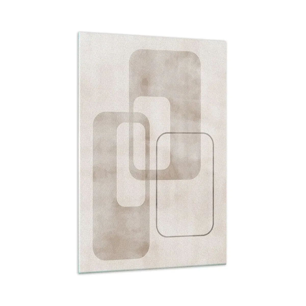 Glasbild - Bild auf glas - Eine minimalistische Komposition mit Rechtecken in Beigetönen auf dezentem Hintergrund. - 70x100cm - Geometrische Fuge - Moderne Wanddekoration für Wohnzimmer und Schlafzimmer ARTTOR