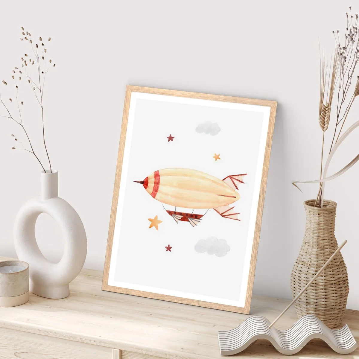 Poster in einem Rahmen aus heller Eiche - Luftschiff - 61x91 cm