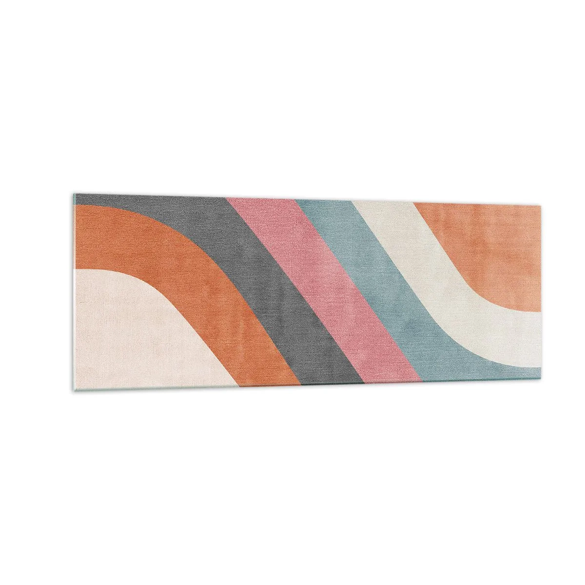 Glasbild - Bild auf glas - Bunte Retro-Streifen - 140x50cm - Diagonale Komposition – Bewegung - Moderne Wanddekoration für Wohnzimmer und Schlafzimmer ARTTOR