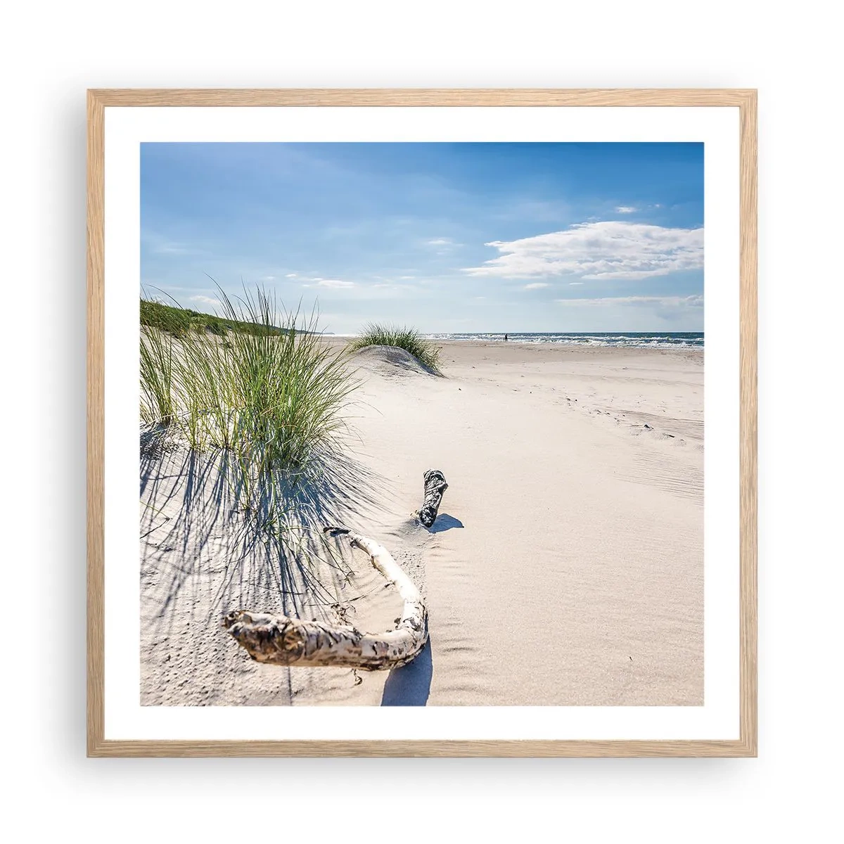 Poster in einem Rahmen aus heller Eiche - Der schönste Strand? Ostsee-Strand - 60x60 cm