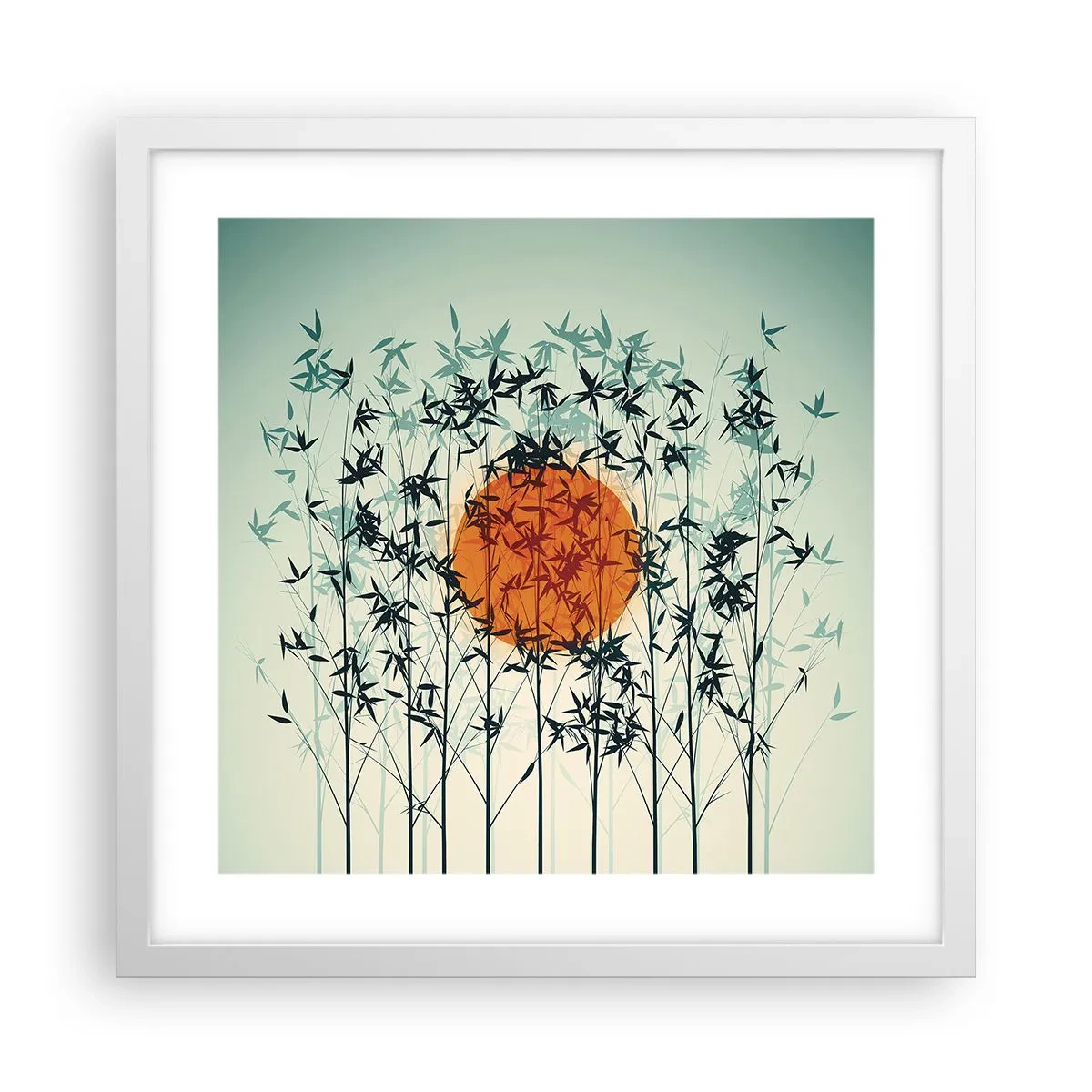 Poster in einem weißen Rahmen - Japanische Sonne - 40x40 cm