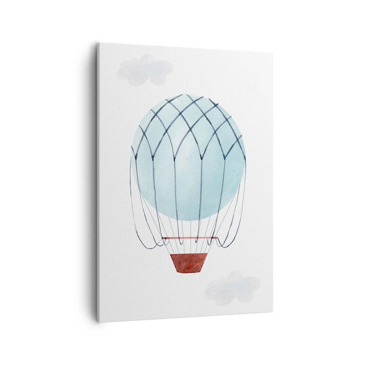 Bild auf Leinwand - Leinwandbild - Ein handbemalter Ballon vor dem Hintergrund zarter Wolken. - 50x70cm - Ganz in den Wolken - Moderne Wanddekoration für Wohnzimmer und Schlafzimmer ARTTOR