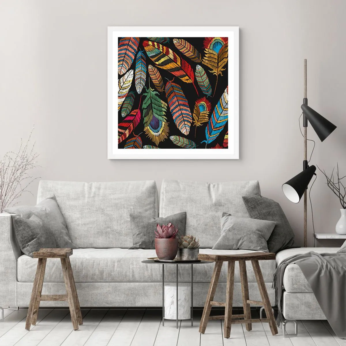 Poster in einem weißen Rahmen - Der Vogelkarneval - 30x30 cm