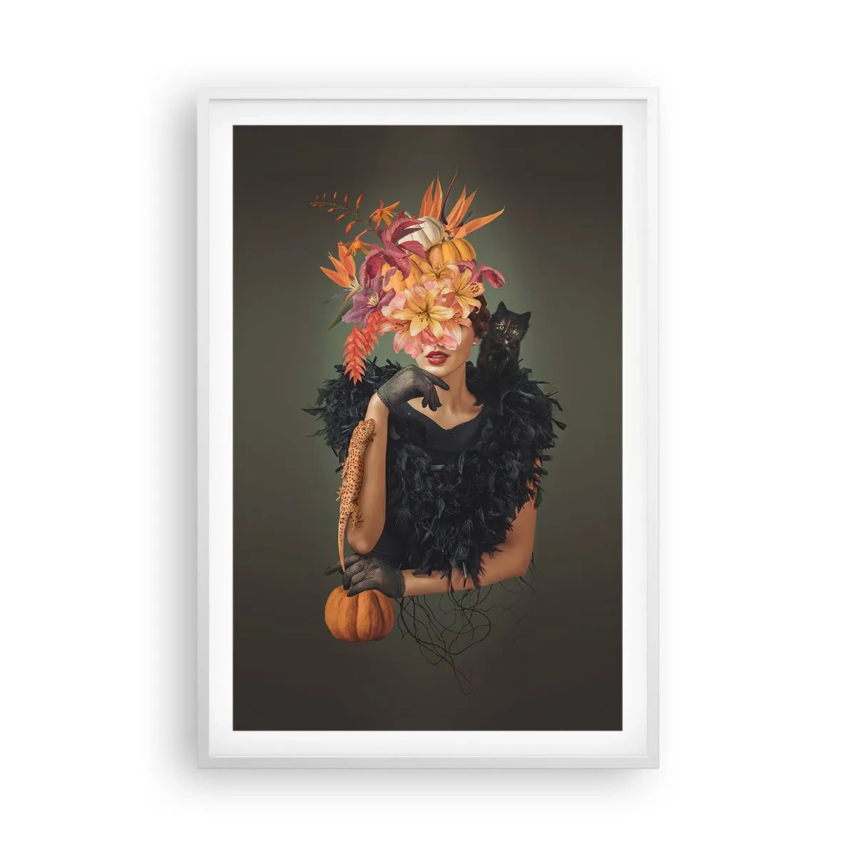 Poster in einem weißen Rahmen - Der Zauber einer Hexe - 61x91 cm