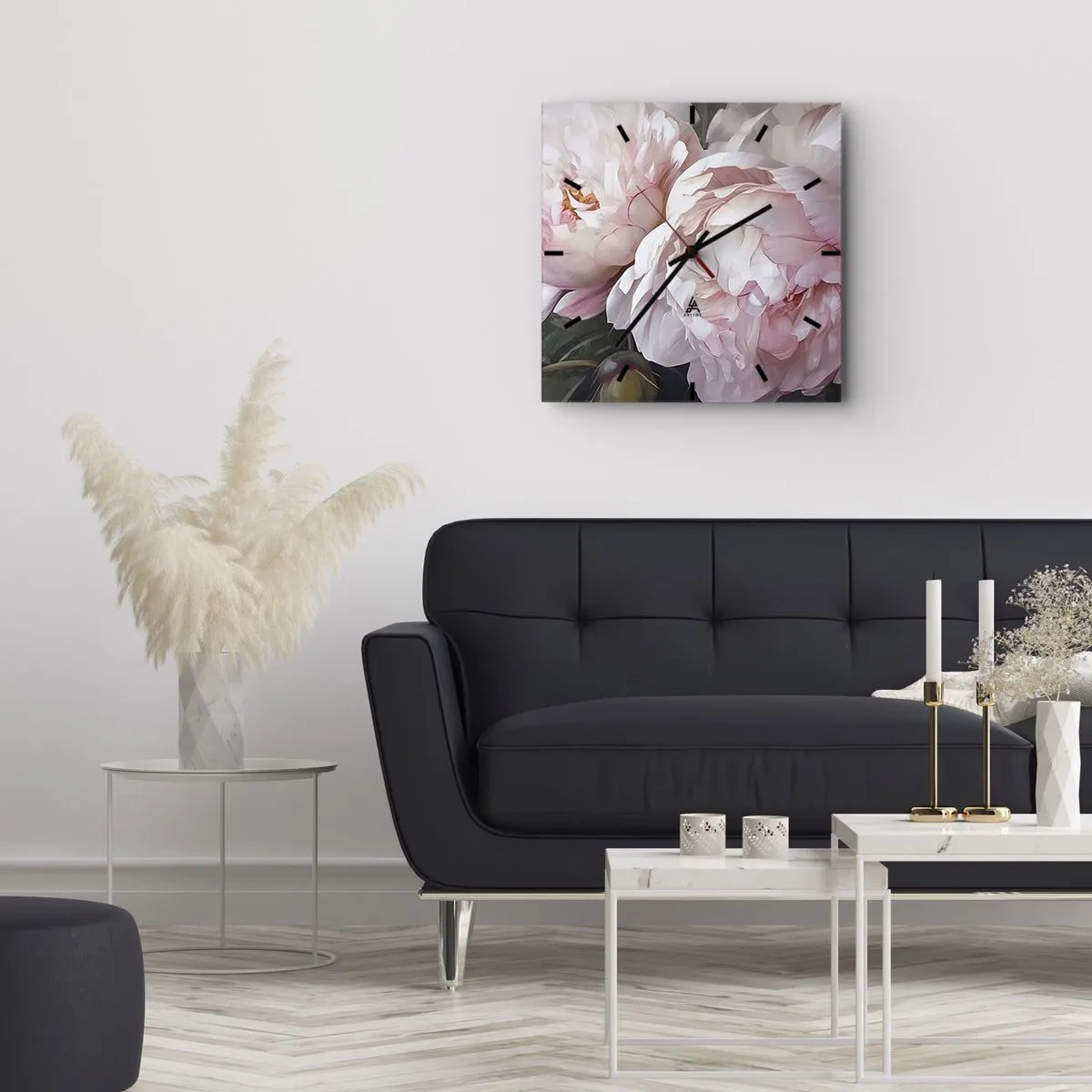 Wanduhr - Glasuhr - In der Blüte angehalten - 40x40 cm