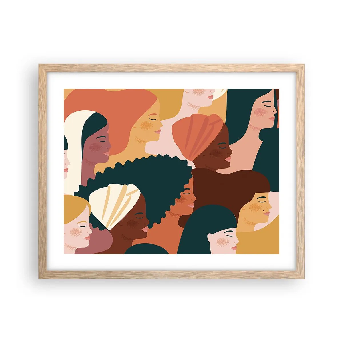 Poster in einem Rahmen aus heller Eiche - Nur Weiblichkeit - 50x40 cm