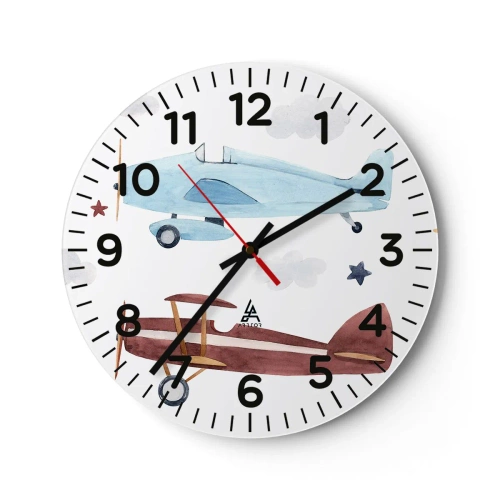 Wanduhr - Glasuhr - Wir warten, Herr Pilot! - 30x30 cm