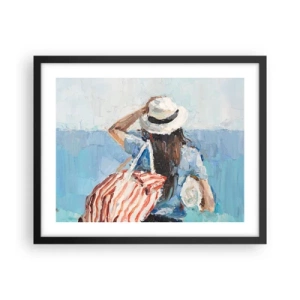 Poster in einem schwarzem Rahmen - Willkommen in den Sommerferien - 50x40 cm