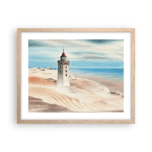 Poster in einem Rahmen aus heller Eiche - Immer aufs Meer starrend - 50x40 cm