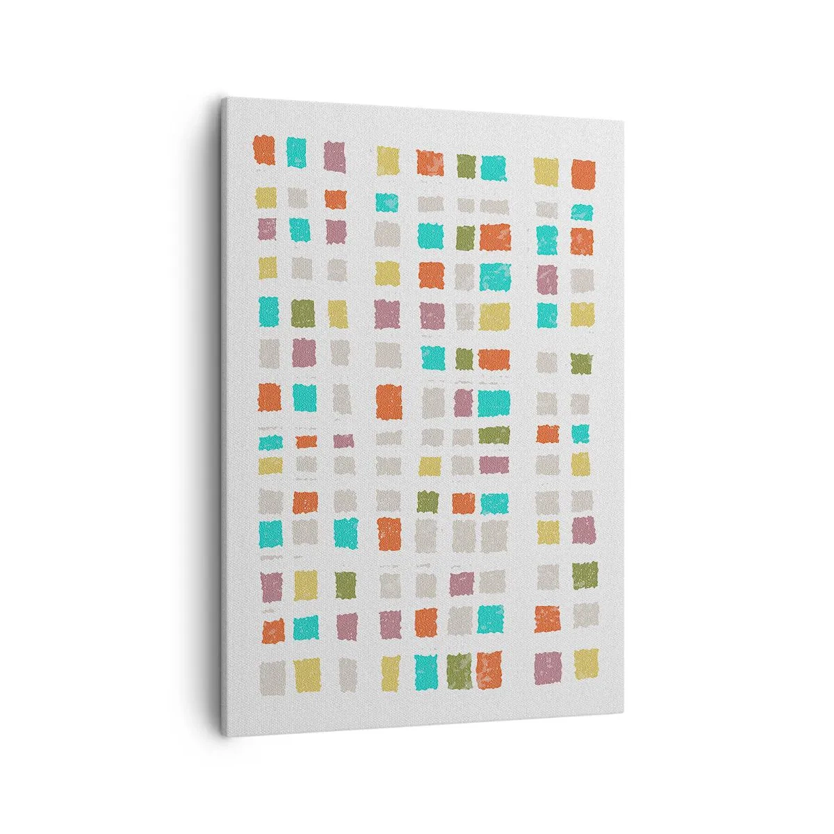 Bild auf Leinwand - Leinwandbild - Bunte Quadrate in minimalistischer Anordnung auf weißem Hintergrund - 50x70cm - Unbekanntes Spiel - Moderne Wanddekoration für Wohnzimmer und Schlafzimmer ARTTOR