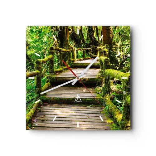 Wanduhr - Glasuhr - Ein Korridor voller Grün - 40x40 cm